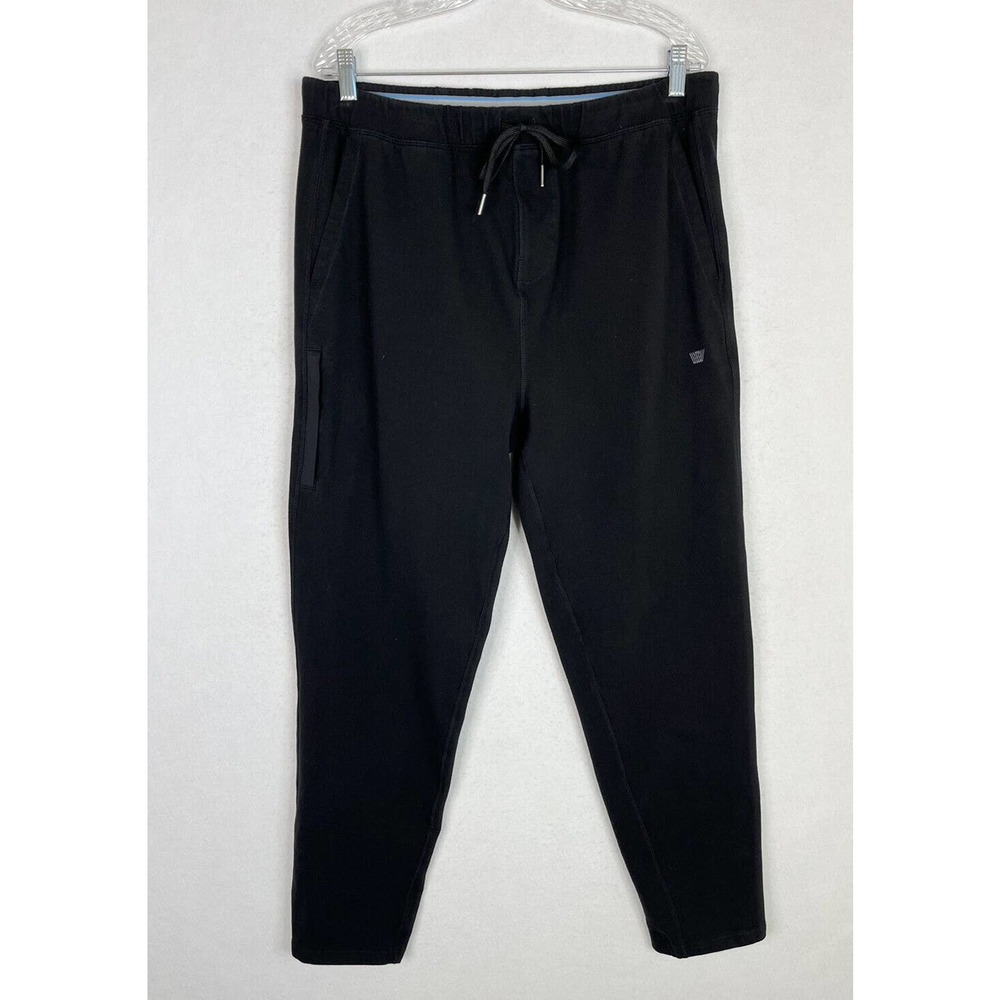 Mack Weldon Size XL Ace Sweatpants Black Stretch Lounge Zip Pockets